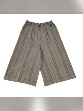 Dior Wide-Leg Striped Capris in Taupe and Gray